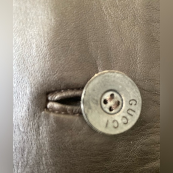 Vintage Gucci Chocolate Brown Leather Blazer Coat sz 42 - Picture 9 of 16